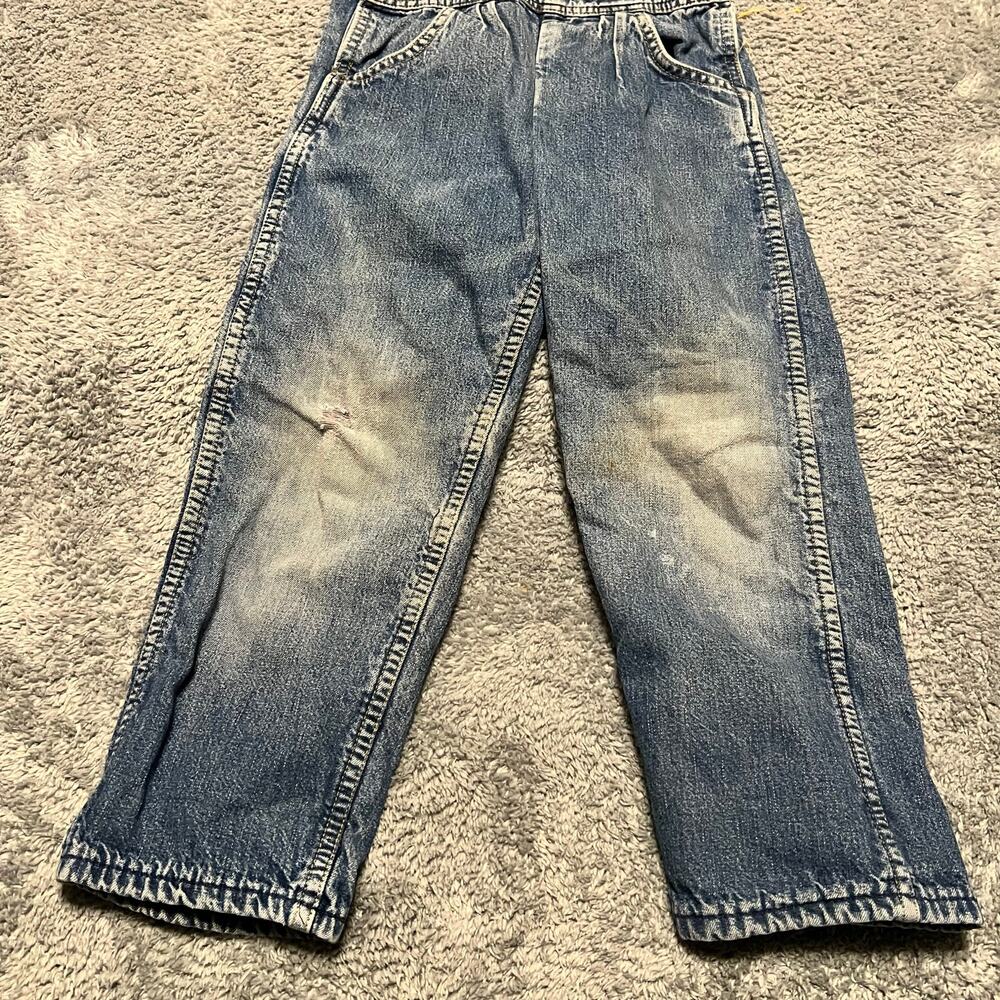 Vintage OshKosh Overalls Kids Youth XS 5 Girl Pink Lined Distressed Vestbak Jean - Picture 3 of 10